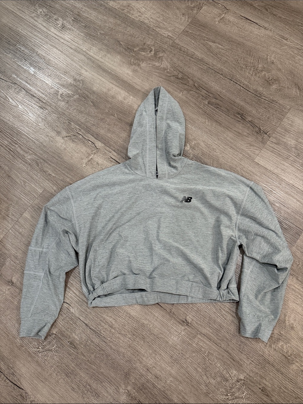 New Balance Light Gray Cropped Hooded Sweatshirt